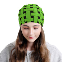 Thumbnail for OOTO - LIME WEAVE ON BLACK - HC_T6 Adult Knitted Beanie - 1 COLOR -