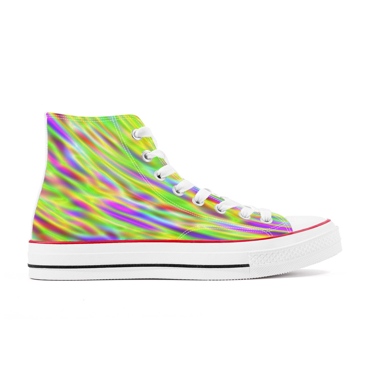 OOTO - High Top Canvas Shoes - NEON STREAM - White soles - 1 COLOR -