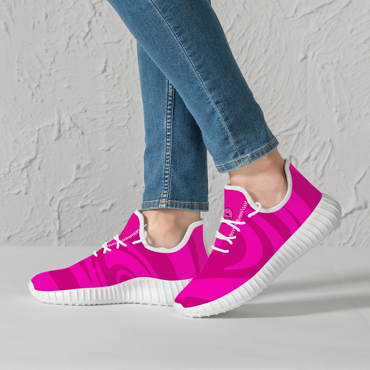 OOTO - Mesh Knit Sneakers - CLASSIC PK & B - PINK TIDE - White soles - 1 COLORS -