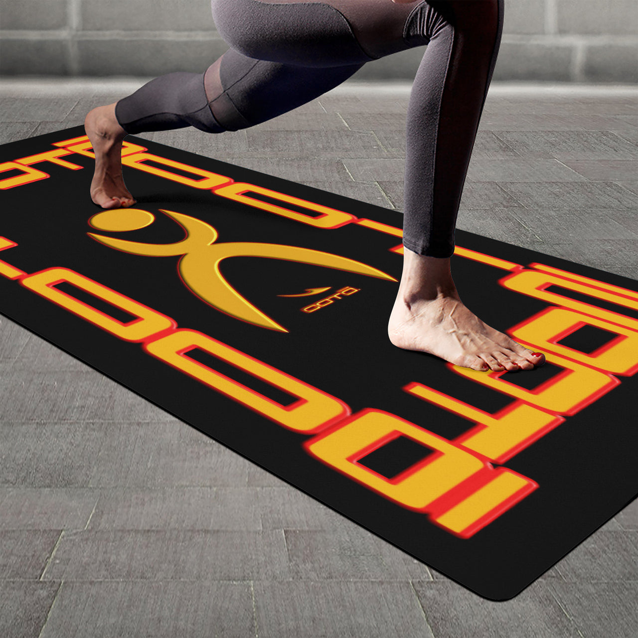 OOTO - Yoga Mat - Framed Glyphic en day fade &  red glow -