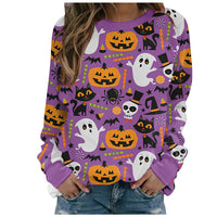 Thumbnail for Women's Halloween printed long-sleeved loose sweatshirt  - K - 10 PATTERNS - CHECK US OUT! -