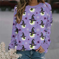 Thumbnail for Women's Halloween printed long-sleeved loose sweatshirt  - K - 10 PATTERNS - CHECK US OUT! -