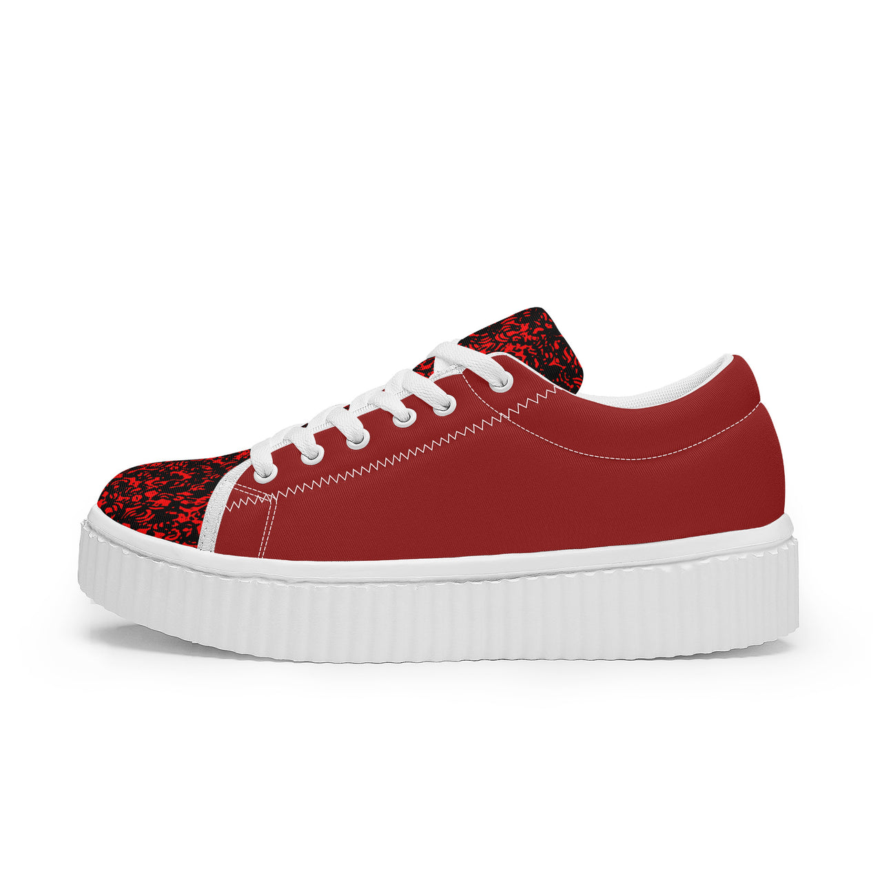 OOTO - Women's Low Top Platform Sneaker - RED MARBLED - 1 COLOR -