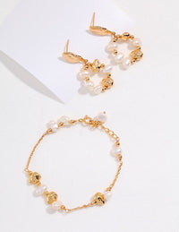 Thumbnail for Baroque Pearl and Irregular Gold Ball Bracelet