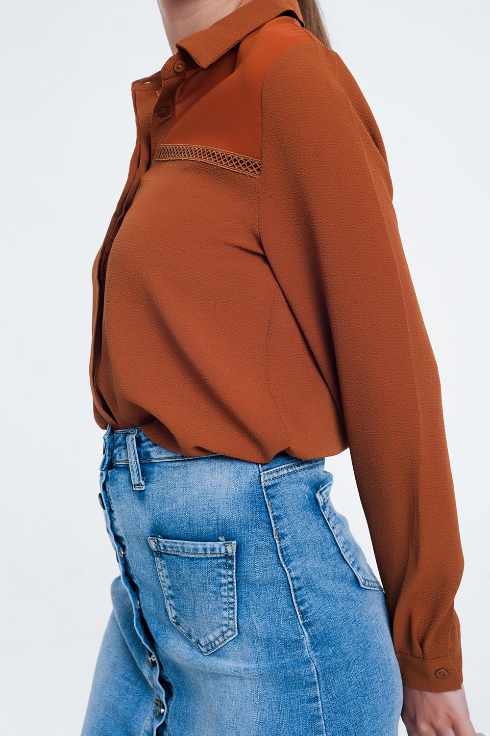 Q2 - Front Insert Blouse Orange - 1 COLOR -