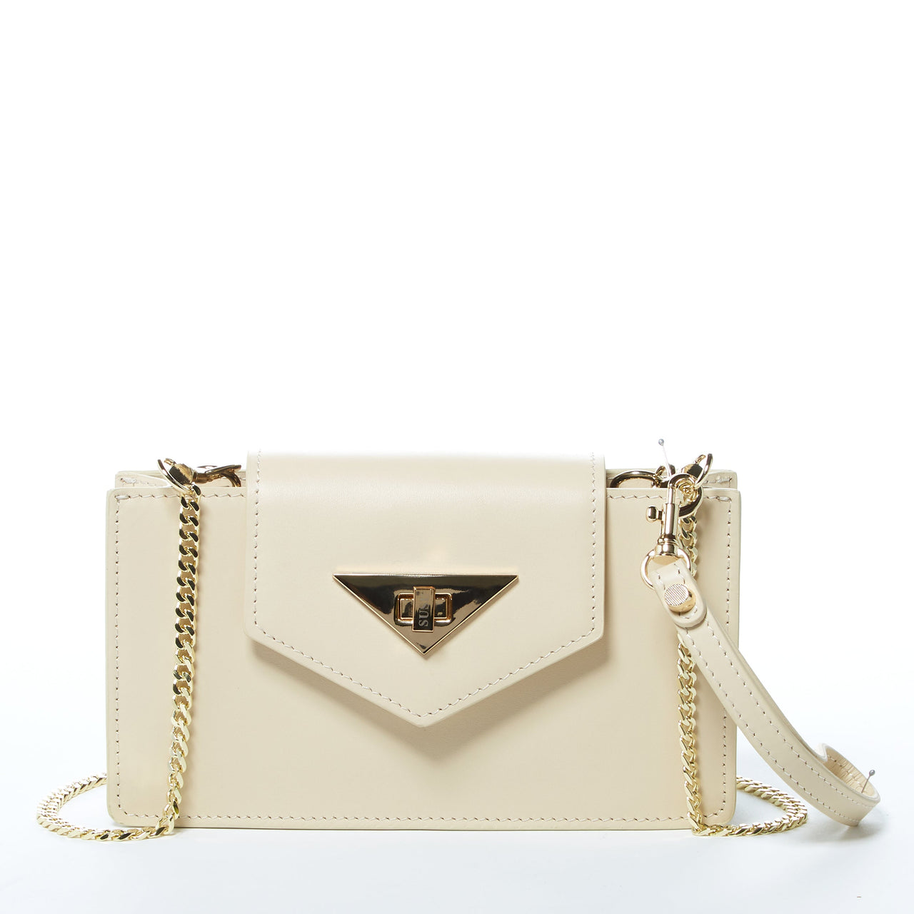 Mary Off White Mini Crossbody Bag Leather Wristlet -