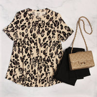 Thumbnail for Riah Fashion - Short Sleeve Leopard Knit Sweater - 2 COLORS -