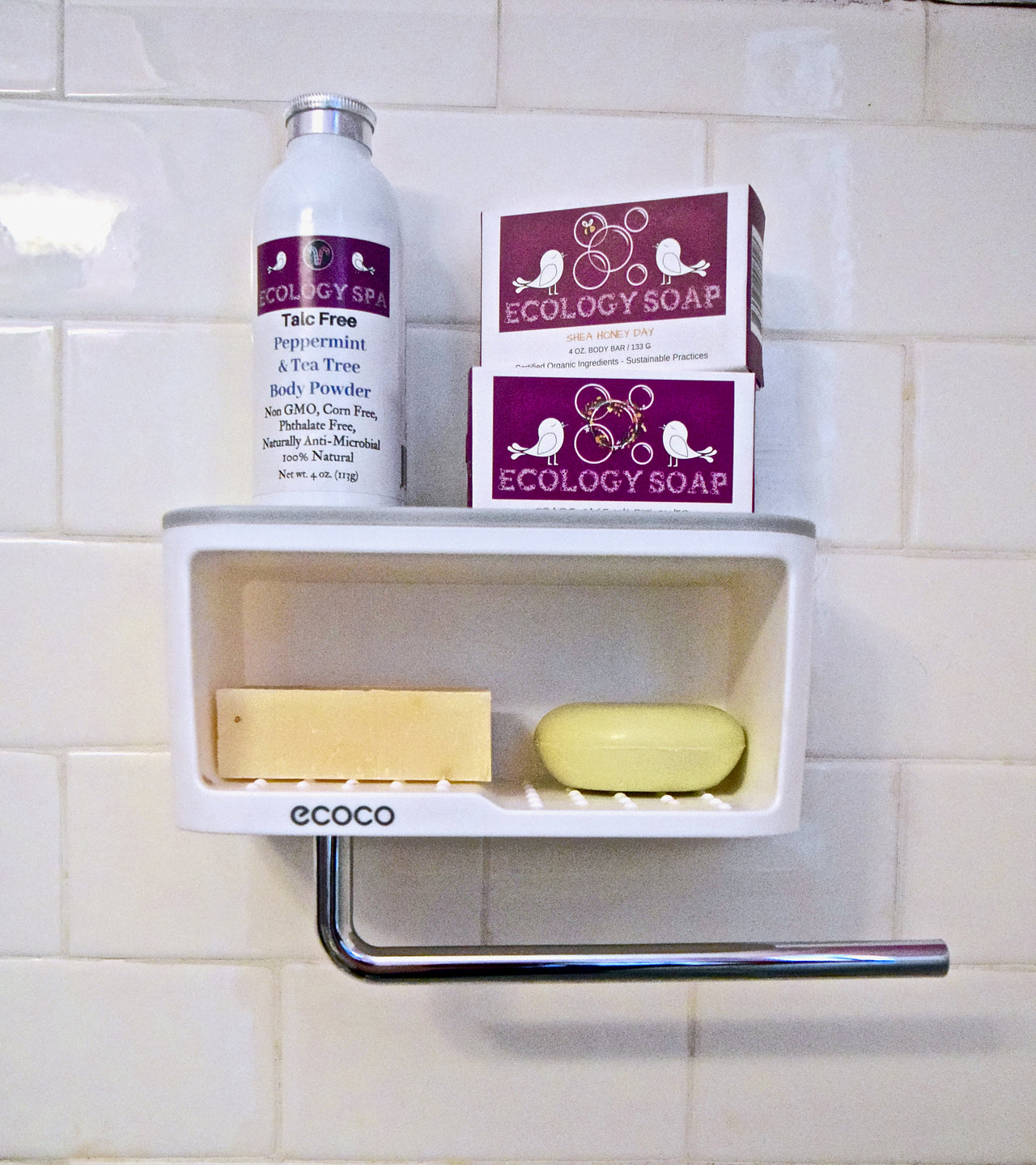 Ecoco - Wall Mounted Towel and Soap Shelf - Bath or Kitchen! -