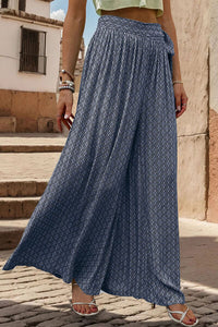 Thumbnail for Printed Tied Wide Leg Pants - T - 3 COLORS -