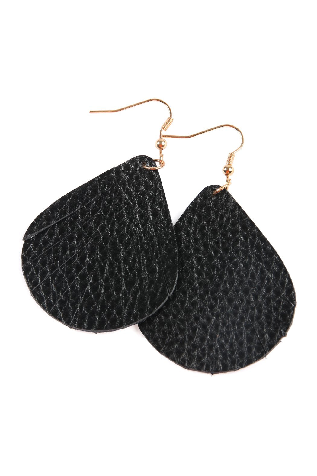 Fringed Pear Shaped Leather Earrings - 10 COLORS