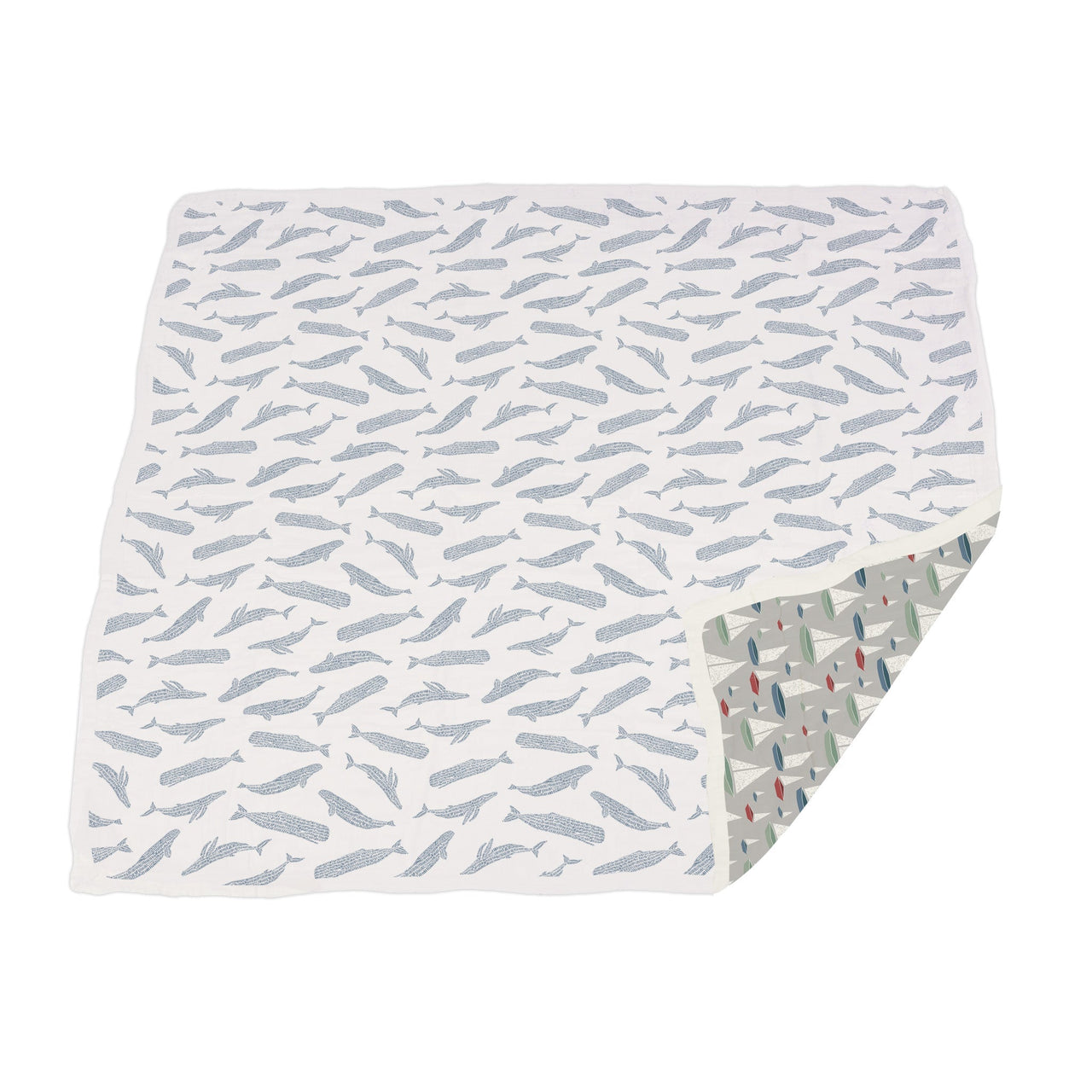 Blue Shadow Whales and Marina Sailboats Bamboo Newcastle Blanket -