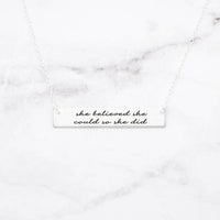 Thumbnail for She Believed She Could So She Did - Gold Quote Bar Necklace -