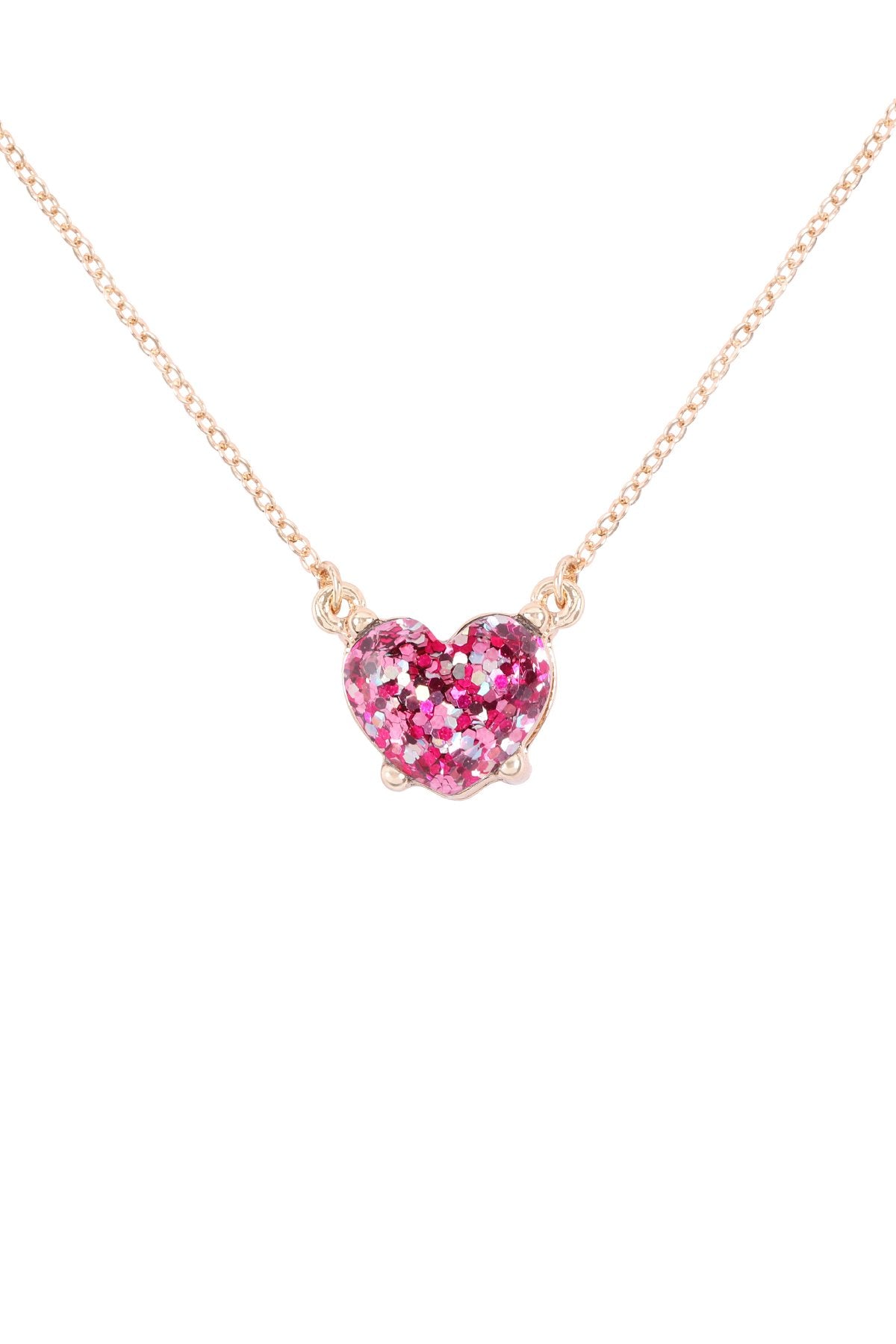 Heart Glitter Epoxy Necklace - 9 COLORS -