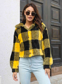 Thumbnail for Plaid Dropped Shoulder Buttoned Jacket - T - 4 COLORS -