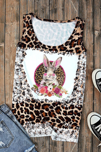 Rabbit Leopard Round Neck Tank - T - 1 COLOR -