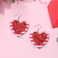 Thumbnail for Faux Leather Iron Hook Sequin Heart Earrings - T - 1 COLOR -