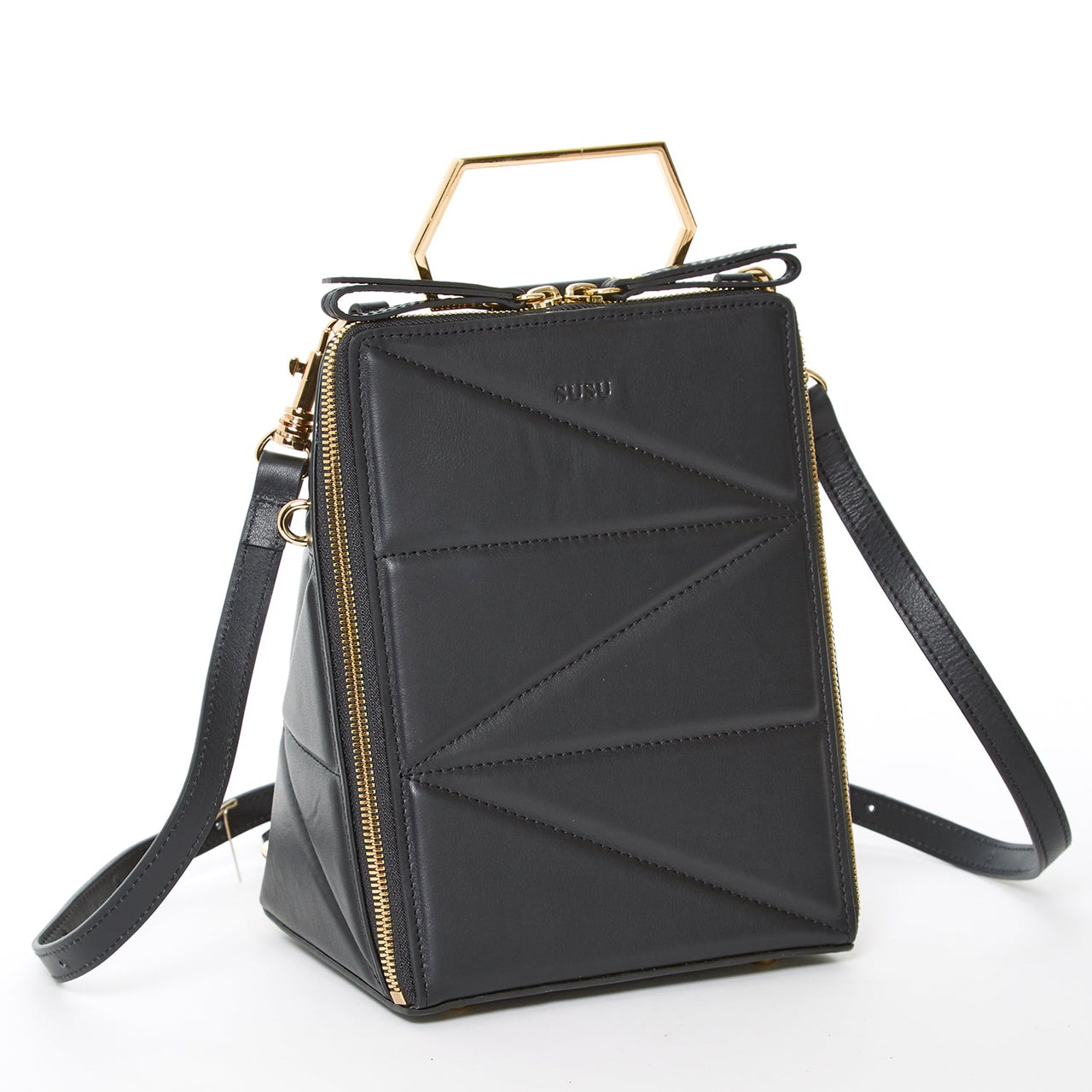 Heidi Black Leather Backpack Purse -