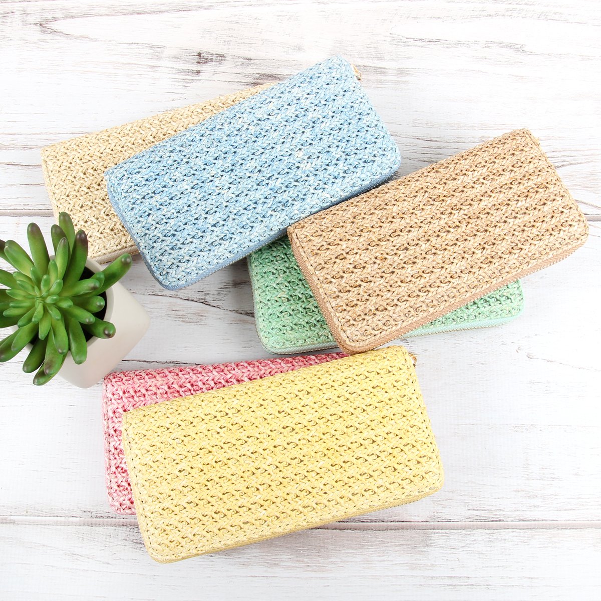 Crocheted Single Zipper Wallet - 6 COLORS -