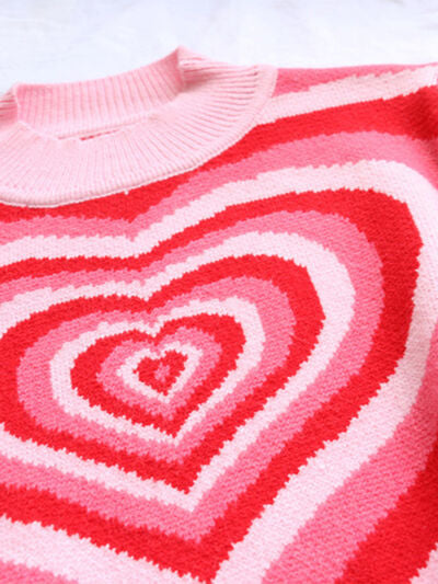 Heart Mock Neck Long Sleeve Sweater - T - 4 COLORS -