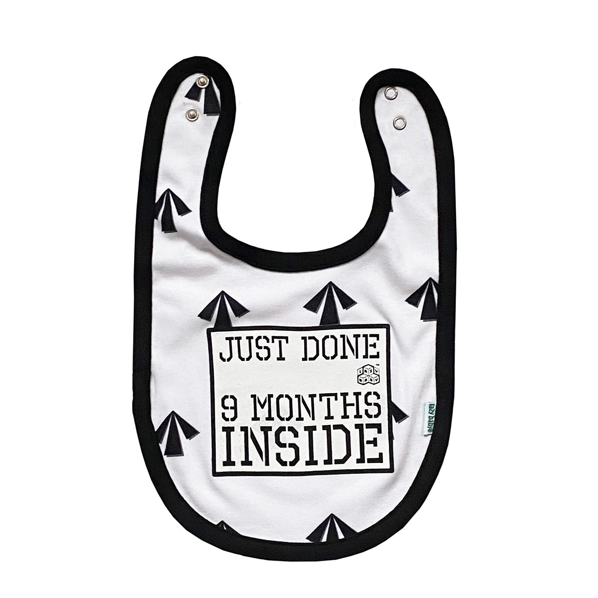 Baby Shower Gift : Just Done 9 Months Inside® : New Born Arrow Bib for Baby Boy or  Girl by Lazy Baby® -