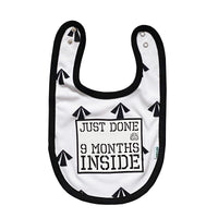 Thumbnail for Baby Shower Gift : Just Done 9 Months Inside® : New Born Arrow Bib for Baby Boy or  Girl by Lazy Baby® -