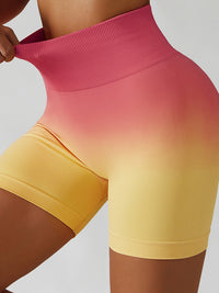 Thumbnail for Gradient Wide Waistband Slim Fit Sports Shorts - T - 9 COLORS -