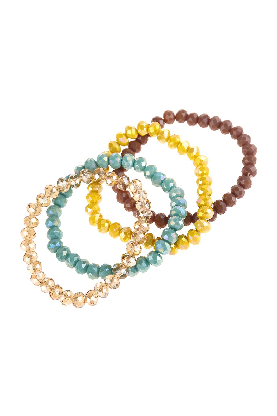 Four-Line Glass Beads Stretch Bracelet - 8 COLORS -