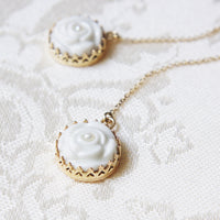 Thumbnail for Porcelain Rose With Pearl Gold-Filled Chain Earrings -