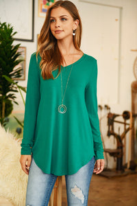 Thumbnail for Riah Fashion - Premium Long Sleeve V-Neck Round Hem Top - 11 COLORS -