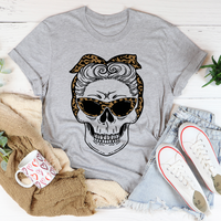 Thumbnail for Skull With Leopard Bandana T-Shirt - 4 COLORS -