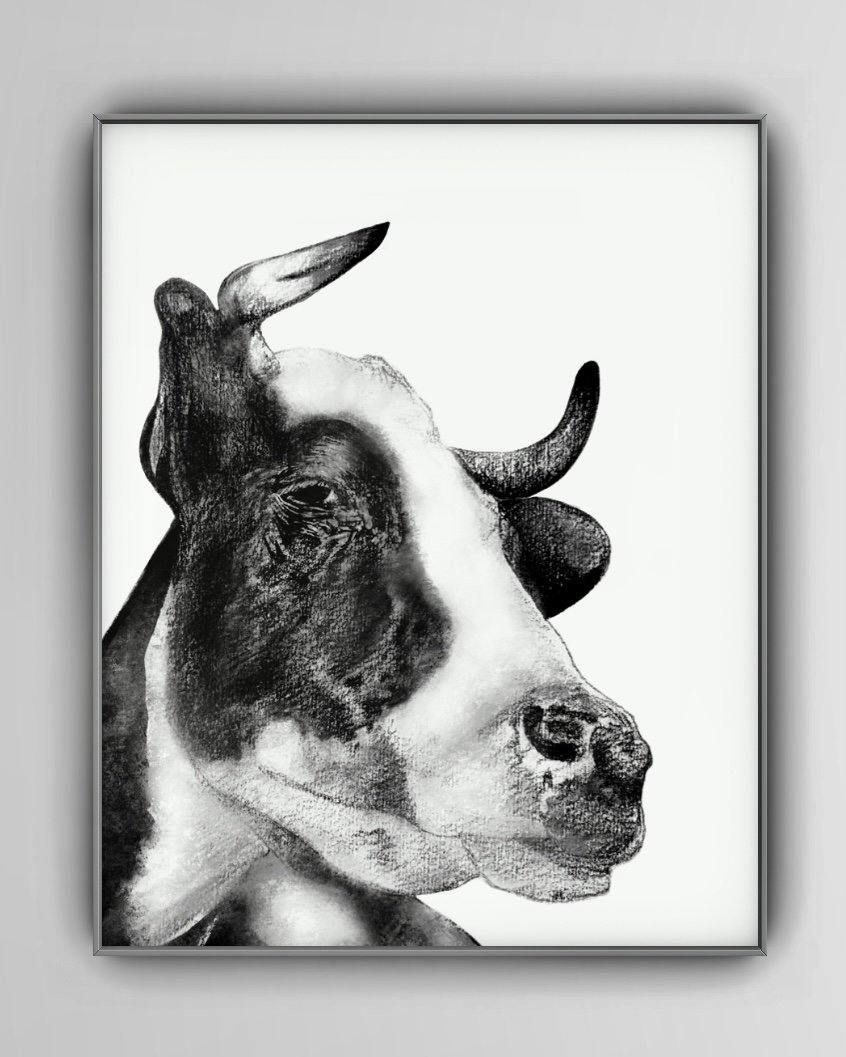 Farmhouse Bull Wall Art Print - 3 SIZES -