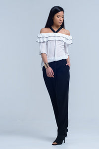 Thumbnail for Q2 - White Top With Black Contrast Trim - 1 COLOR -