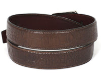 Thumbnail for PAUL PARKMAN - Men's Crocodile Embossed Calfskin Leather Belt Hand-Painted Brown -