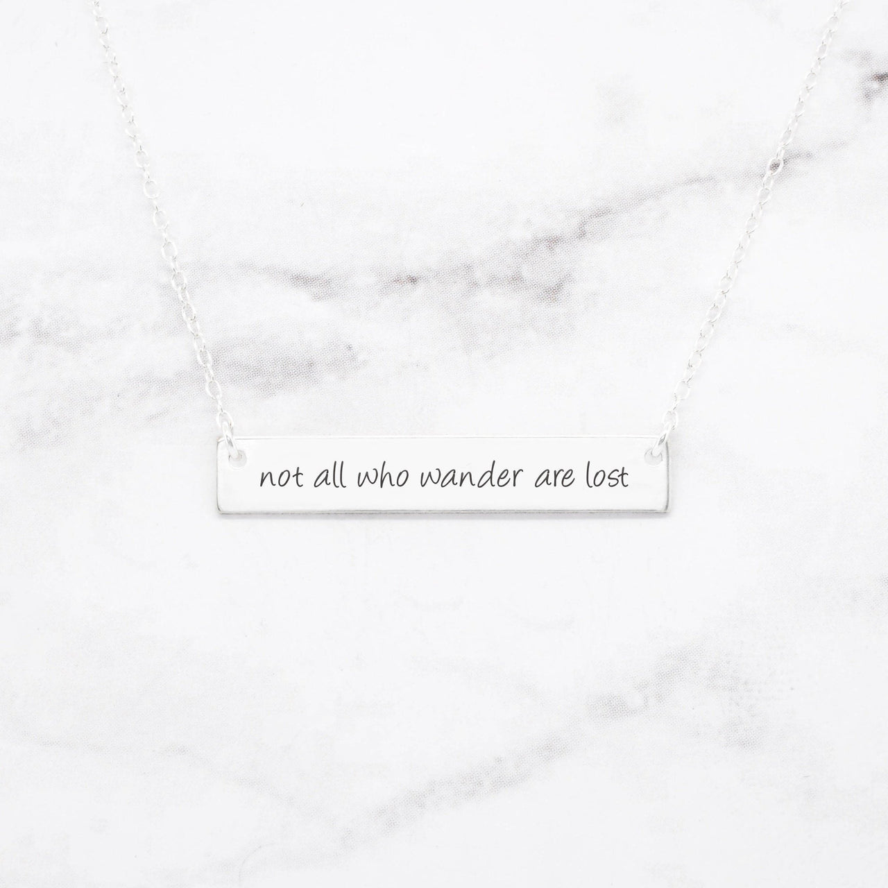 Not All Who Wander Are Lost - Gold Quote Bar Necklace -