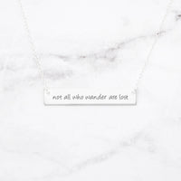 Thumbnail for Not All Who Wander Are Lost - Gold Quote Bar Necklace -