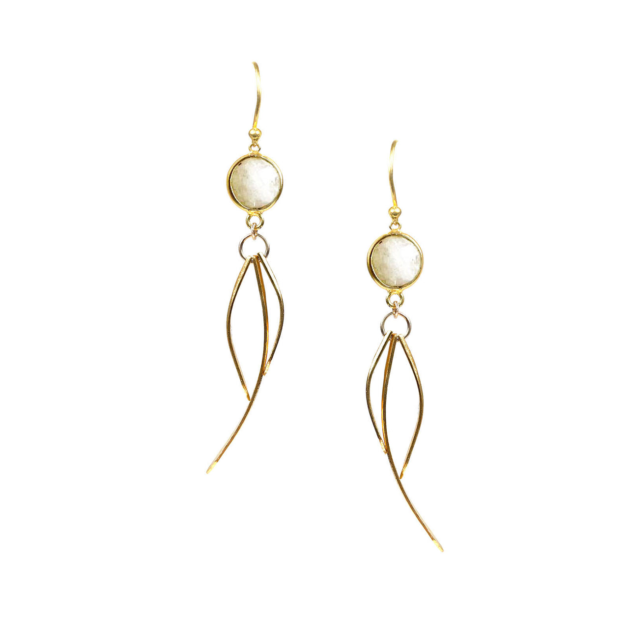 Gena Myint - Rainbow Moonstone Dangle Earrings -