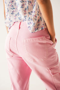 Thumbnail for Q2 - Relaxed Cargo Pants in Pink - 1 COLOR -