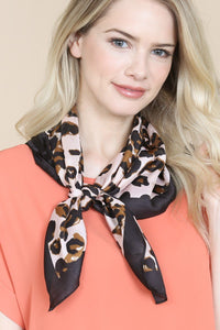 Thumbnail for Riah Fashion - Beige Leopard Pattern Scarf -