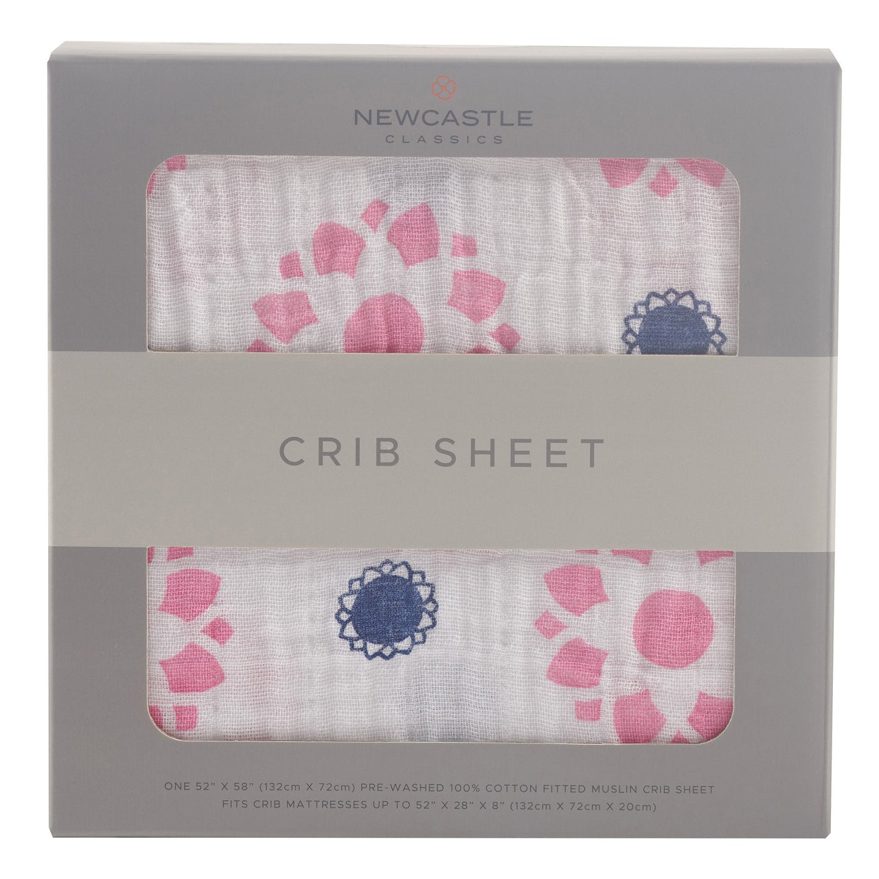 Newcastle - Primrose Indigo Cotton Muslin Crib Sheet -