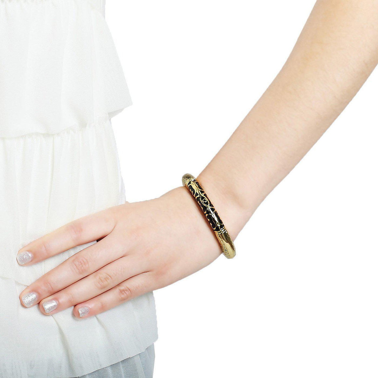 Blinglane - Quaint Quotient Black & Gold Bangle - 1 COLOR -