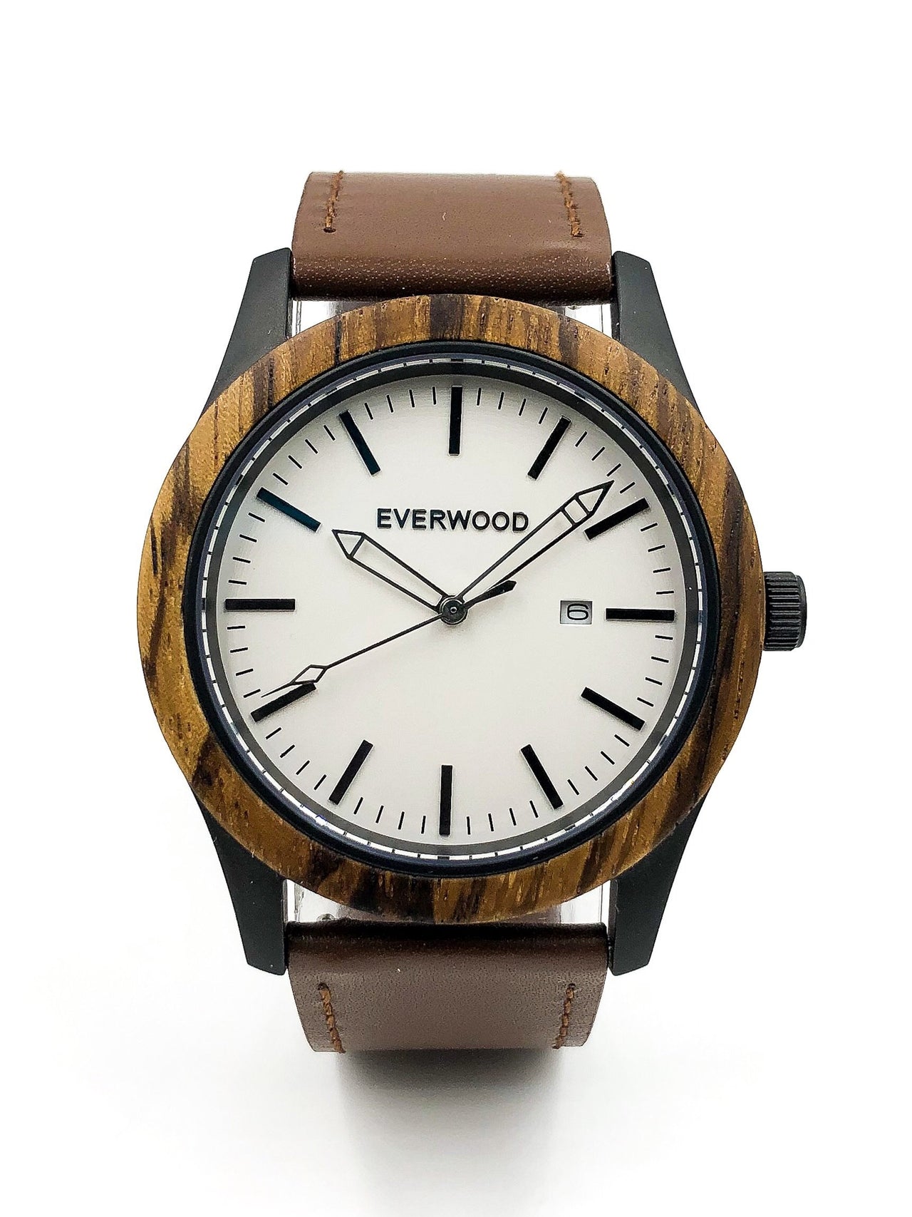 Everwood - Inverness - Zebrawood & Brown Leather -