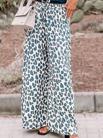 Leopard Pocketed Wide Leg Pants - T - 1 COLOR -