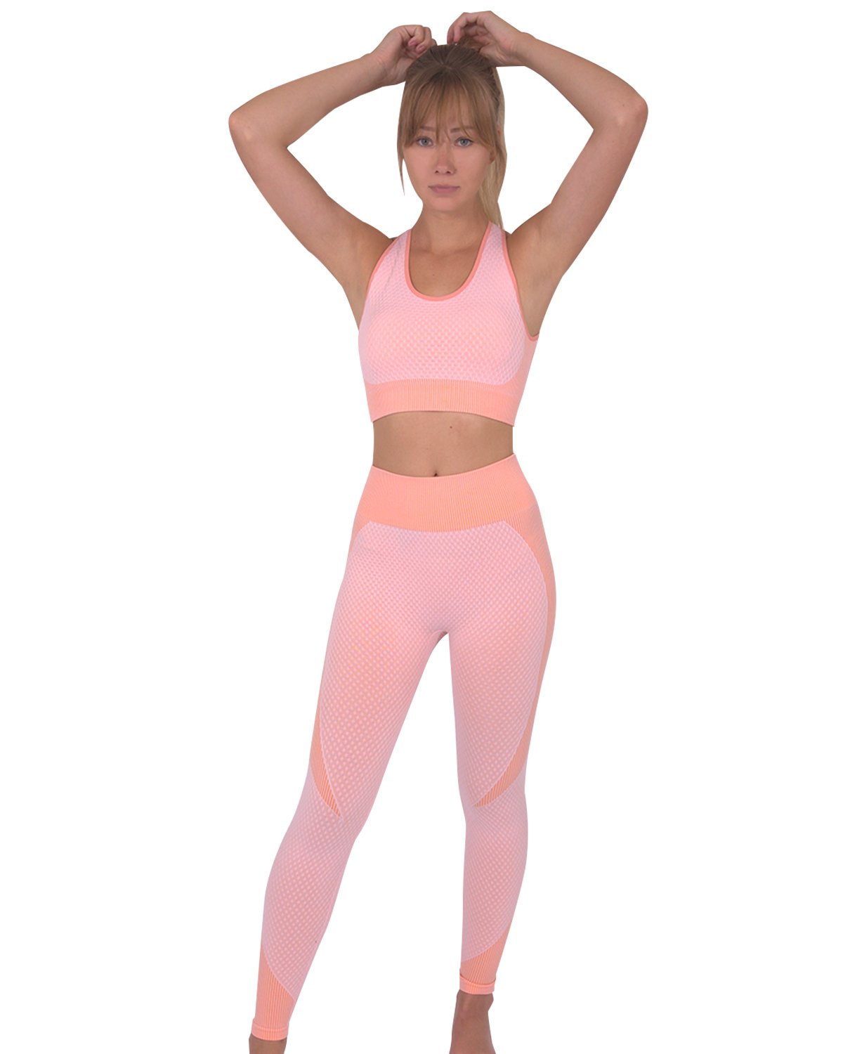 Savoy - Trois Seamless Leggings & Sports Top 2 Set - 2 PCS - Pink - 1 COLOR -