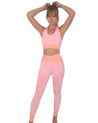 Thumbnail for Savoy - Trois Seamless Leggings & Sports Top 2 Set - 2 PCS - Pink - 1 COLOR -