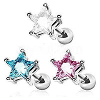 Thumbnail for Surgical Steel Star CZ Stud Cartilage Earring - 3 COLORS -