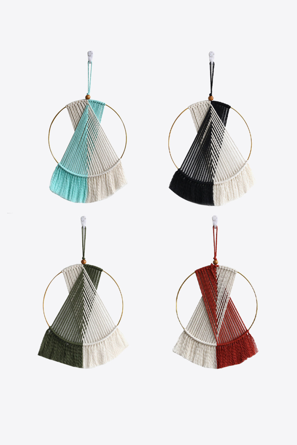 Contrast Fringe Round Macrame Wall Hanging - 16.5" X 9.8" - T - 4 COLORS -