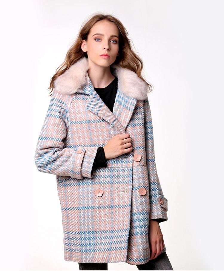 Luxury & Me - Double Breasted Coat - Plaid - 1 COLOR -