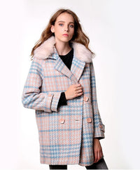 Thumbnail for Luxury & Me - Double Breasted Coat - Plaid - 1 COLOR -