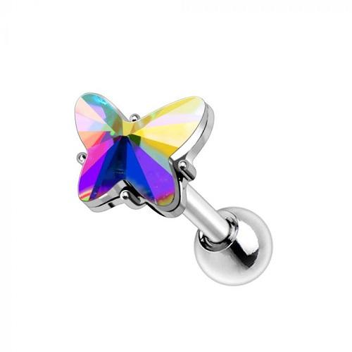 316L Stainless Steel Aurora Borealis Butterfly Cartilage Earring -