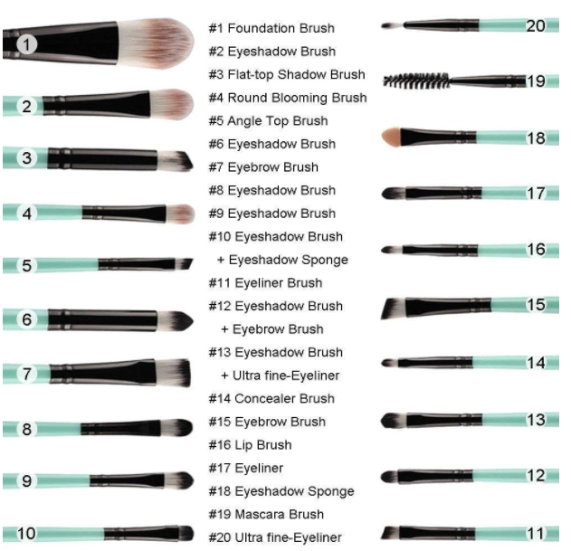 Savoy - Zaina Makeup Brush Set - Black - 20 PCS -